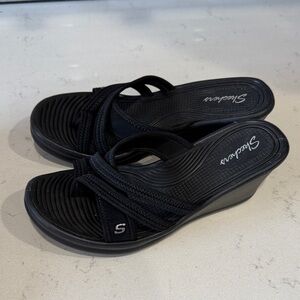 Skechers Women's Black Wedge Slides